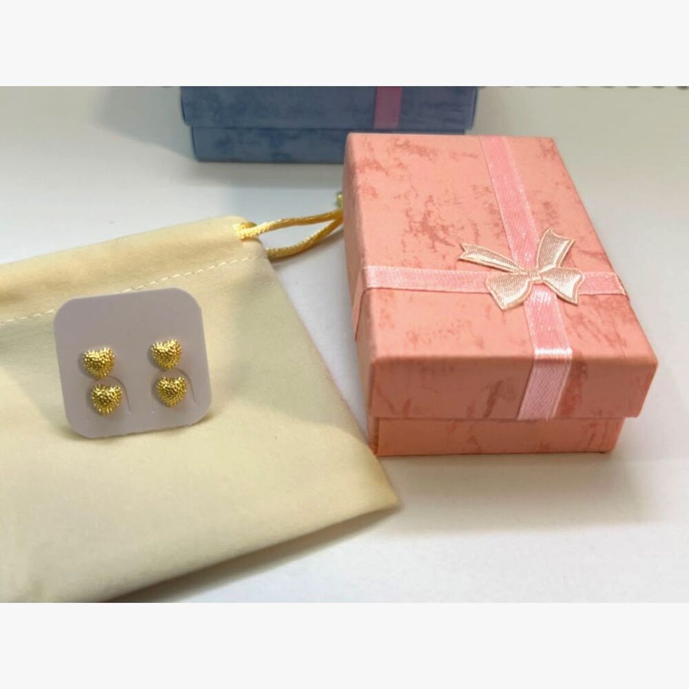 Gold Filled Sacred Heart Stud Earrings 6mm 2 Pairs Gift Set